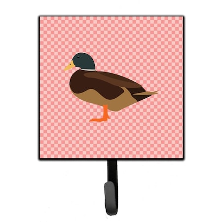 Carolines Treasures Silver Bantam Duck Pink Check Leash or Key Holder BB7867SH4